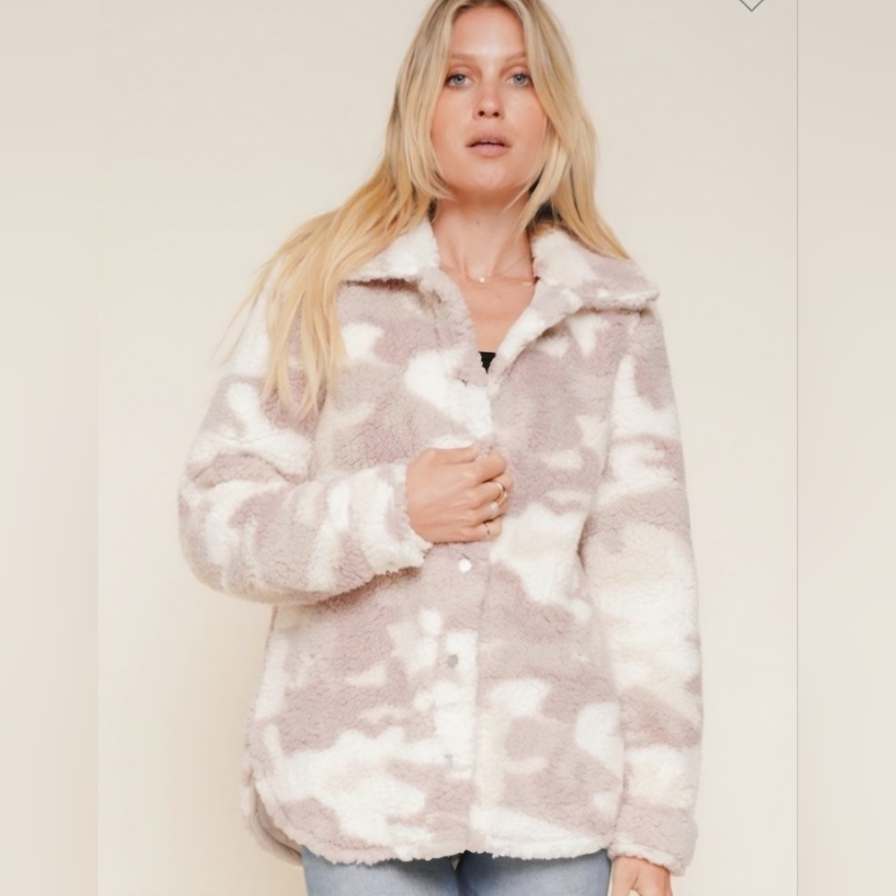Hem & Thread Cream and Tan Teddy Jacket